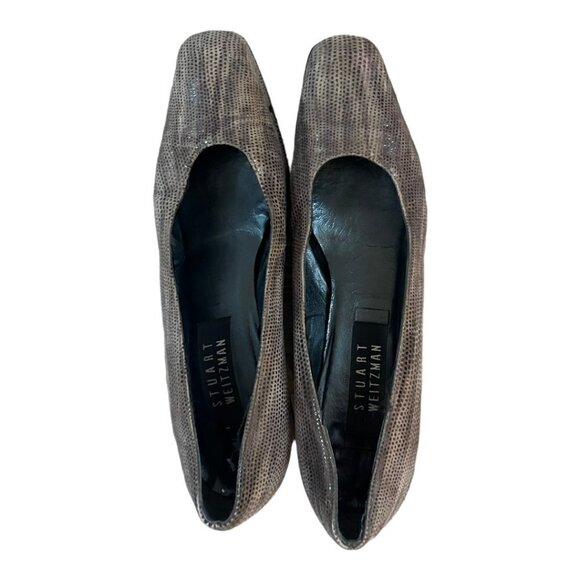 Stuart Weitzman Suede Block Toe Heel Shoes Y2K Pumps Women's 8AA - Picture 2 of 6